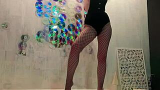 Passionate beauty relaxes after Christmas photoshoot with solo self-pleasure