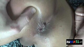 BigTits Russian Shemale Solo Dildoing Her Tight Ass with Piercing in Stunning Display.