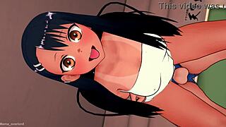 Nagatoro naked with just a towel, ready for steamy adult play in anime style.