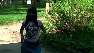 Perfect european cuties flash their tight tits and pussies in daring public spots