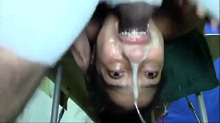 in a messy compilation, a girl gets her throat sloppy and wet with cum dripping everywhere