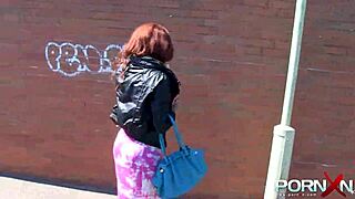 Redhead Ebony Goddess Feels Wild Pissing Outdoors with Shaved Body