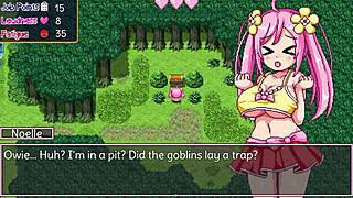 noelle shows off her big tits in the game