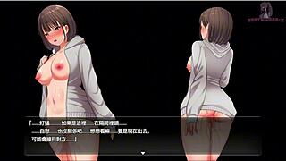 Anime hentai girl hides in men’s restroom, masturbating hard until climax.