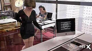 in the fashion business game, she shows her tits to another girl