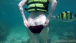 German Teen Veronikavonk Flashes Big Boobs Publicly at the Sea