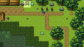 Tanned girl Natsuki in hentai game ep 2, pervy carpenter massages her massive boobs intensely