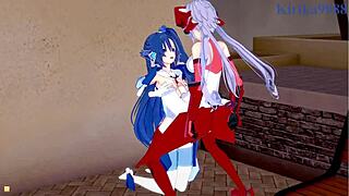 tsubasa, maria, and chris in intense lesbian and futanari hentai play