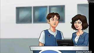 Summertime Saga: Manager's Daughter Sucks Cock Behind Desk at Work