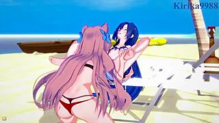 tsubasa, maria, and chris in intense lesbian and futanari hentai play