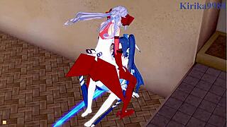 tsubasa, maria, and chris in intense lesbian and futanari hentai play