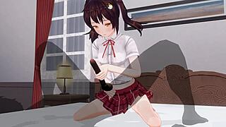 Uncensored Anime: Little Sister Torments Anal While Edging Handjob