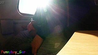 spontaneous gay jerk off with big cumshot on moving train.