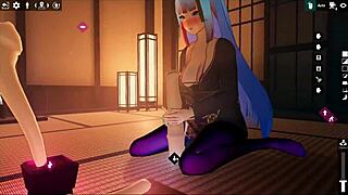 Kadobu hentai futanari girl dominates with intense footjob action