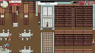 I can't believe this nerdy girl gave a public handjob in the library!