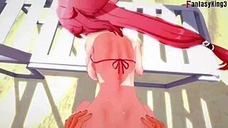 yae miko rocks bikini for steamy beach sex pov fantasy