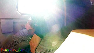 spontaneous gay jerk off with big cumshot on moving train.