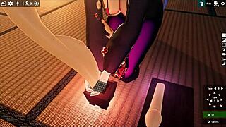 Kadobu hentai futanari girl dominates with intense footjob action