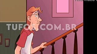 Young guy takes hot Brazilian milf from behind in naughty cartoon.