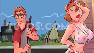 Young guy takes hot Brazilian milf from behind in naughty cartoon.