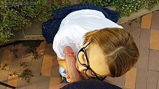 watch her suck big mushroomhead cock begging for cum on beautiful face