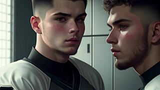 Two Football Players Suck and Jerk Off After Game