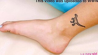 Sizzling brunette mommy performs solo POV close-up on sofa.