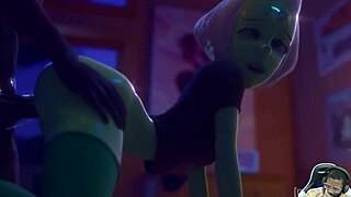 Big breast Tina 69 and hairless Widowmaker get table-fucked while thicc Peridot takes it doggystyle