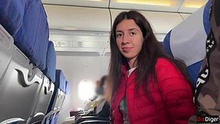 risky public jerking on a plane packed with people, flashing dick