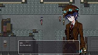 mysterious detective girl confronts old man and giant robot