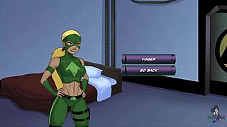 Cheshire and Artemis engage in playful fingering and masturbation in DC Comics costumes