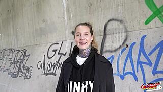 CRAZY GERMAN TATTOO MODEL LISA ROCKETCOCK PICKED UP FOR HARDCASTING FUCK!