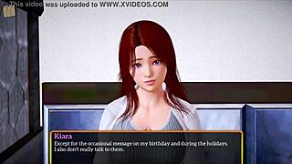 In my new family, she shows her big tits and ass