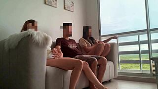 Stepsister Brings Boyfriend Home, Both Ride His Cock in Wild Latina FFM!