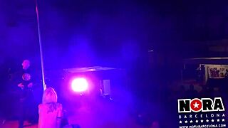 la almeja gallega gets strapon anal at spanish lesbian party with natural tits