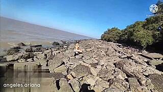 jerk filmed me cumming by the river, forced to fuck him!