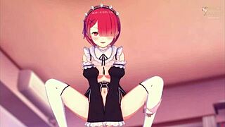 Loving Ram Rides Hard in Romantic Anime Scene