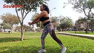 Latina milf gets pussy creampied by monster cock after exercise at home