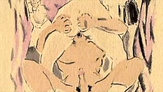 vintage erotic illustration with a steamy retro vibe