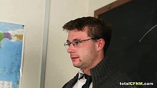 Hot Students Stroking Teacher's Cock in Wild Threesome