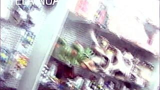 Novinha falls mouth on endowed guy in porn store