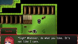 Teen damsel sucks premature ejaculating cock in harem anime game episode five