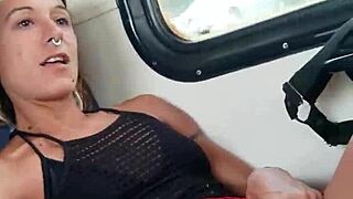 My friend jerks me off while I suck him on train