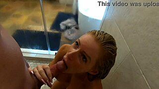 Spying on friend’s wife in shower, she invited me for creampie