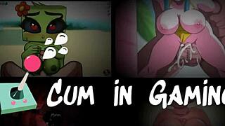 Hornycraft parody hentai game Ep 45 with femdom babe getting face covered in hot cum