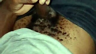 gay twink stroking his big hairy cock at home