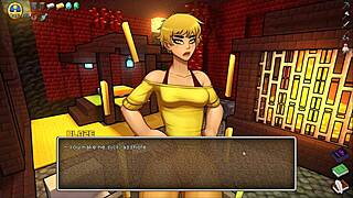 Hornycraft parody hentai game Ep 45 with femdom babe getting face covered in hot cum