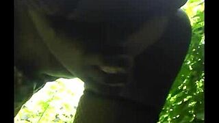 yo, flexible ebony babe gets outdoor pussy pounding hard