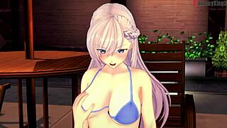 belfast lures me to the pool for a wild blowjob. this azur lane fantasy feels so real!