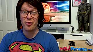 two lucky nerds get blown by uk slut! 😜